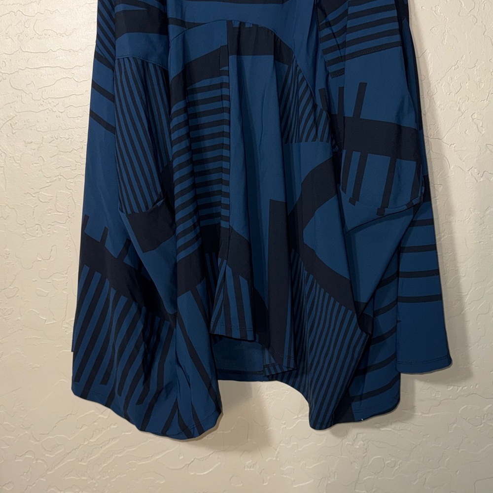 Porto San Fransisco lagenlook layered midi skirt blue and black abstract print - Picture 3 of 5